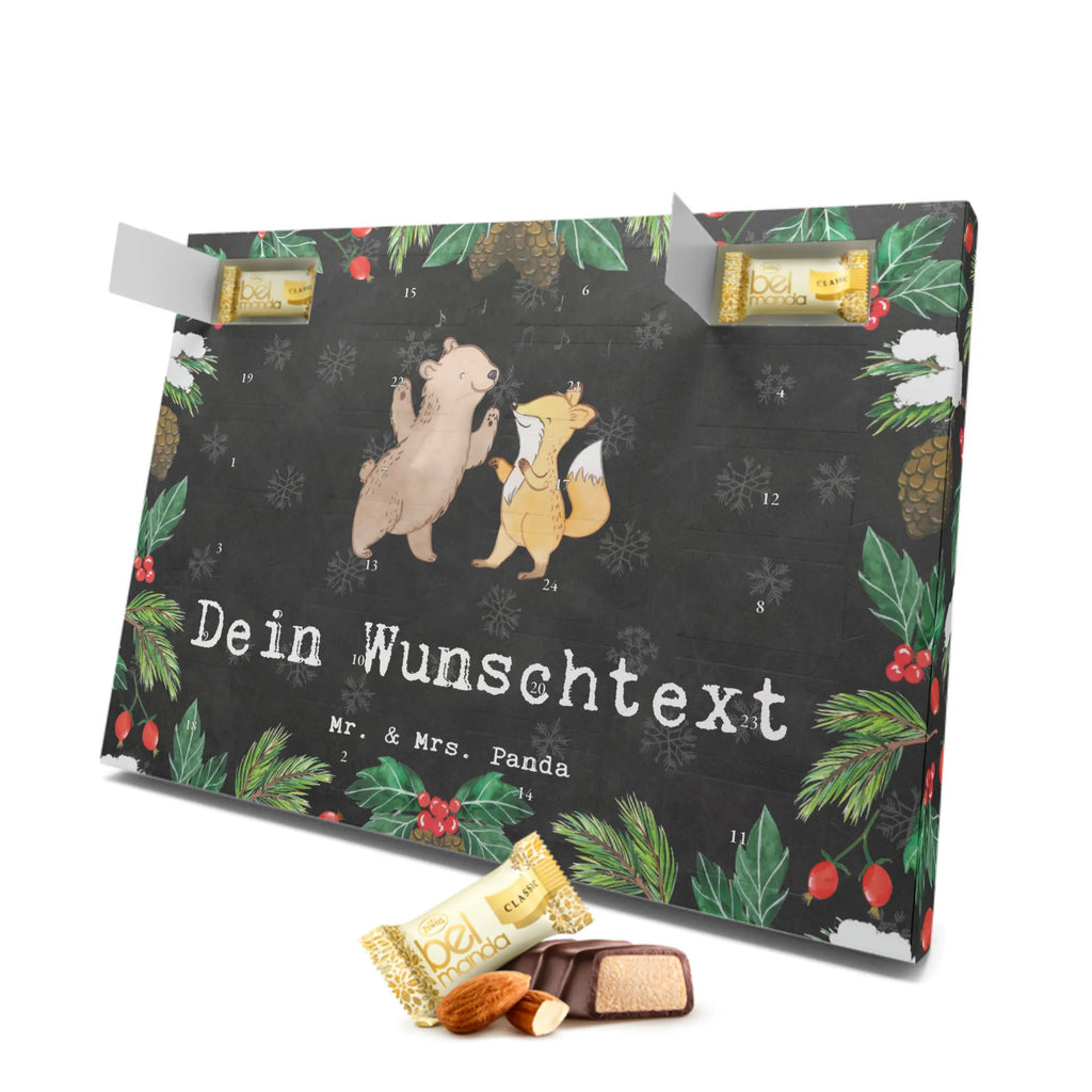 Personalisierter Marzipan Adventskalender Bär & Fuchs Disco Personalisierter Marzipan Adventskalender, Geschenk, Sport, Sportart, Hobby, Schenken, Danke, Dankeschön, Auszeichnung, Gewinn, Sportler, Tanzen, Feiern, Disco, Clubbing, Clubs