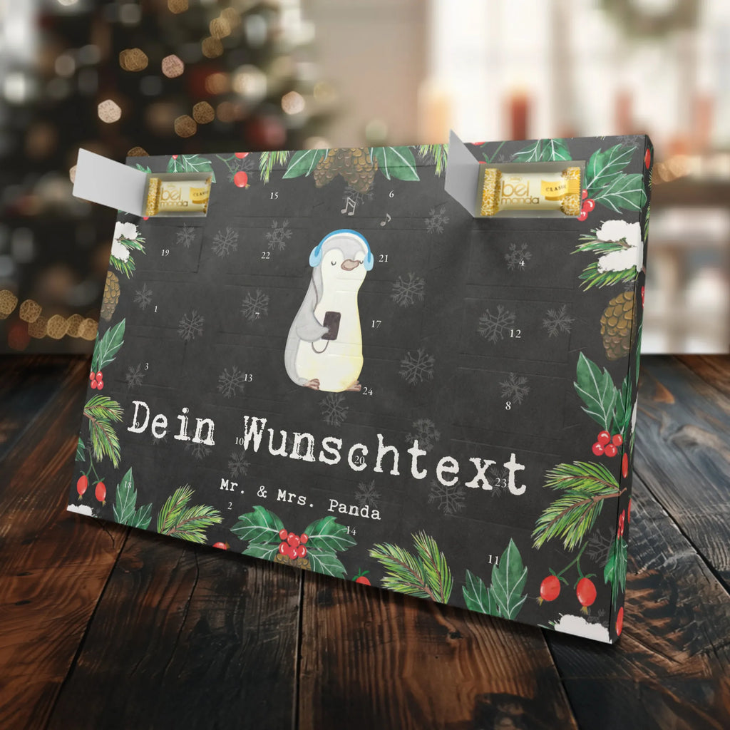 Personalisierter Marzipan Adventskalender Pinguin Musik hören Personalisierter Marzipan Adventskalender, Geschenk, Sport, Sportart, Hobby, Schenken, Danke, Dankeschön, Auszeichnung, Gewinn, Sportler, Lieblingssong, Musik hören