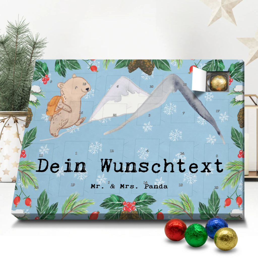 Personalisierter Schoko Adventskalender Bär Bergsteigen Adventskalender mit Namen, Personalisierter Adventskalender, Sportart, Geschenk, Hobby, Danke, Dankeschön, Auszeichnung, Gewinn, Sportler, Sport, Schenken, Trekking, Bergsteigen, Alpinismus, Wandern, Alpinwandern, Bergsport