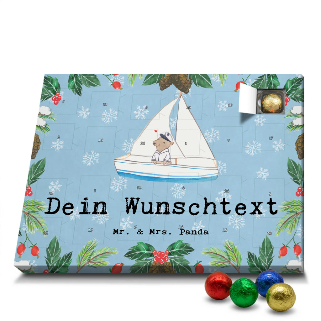 Personalisierter Schoko Adventskalender Bär Segeln Adventskalender mit Namen, Personalisierter Adventskalender, Schenken, Sport, Sportler, Geschenk, Gewinn, Auszeichnung, Dankeschön, Danke, Hobby, Sportart, Yachtclub, Segelschule, Segeltörn, Segeln, Segelboot