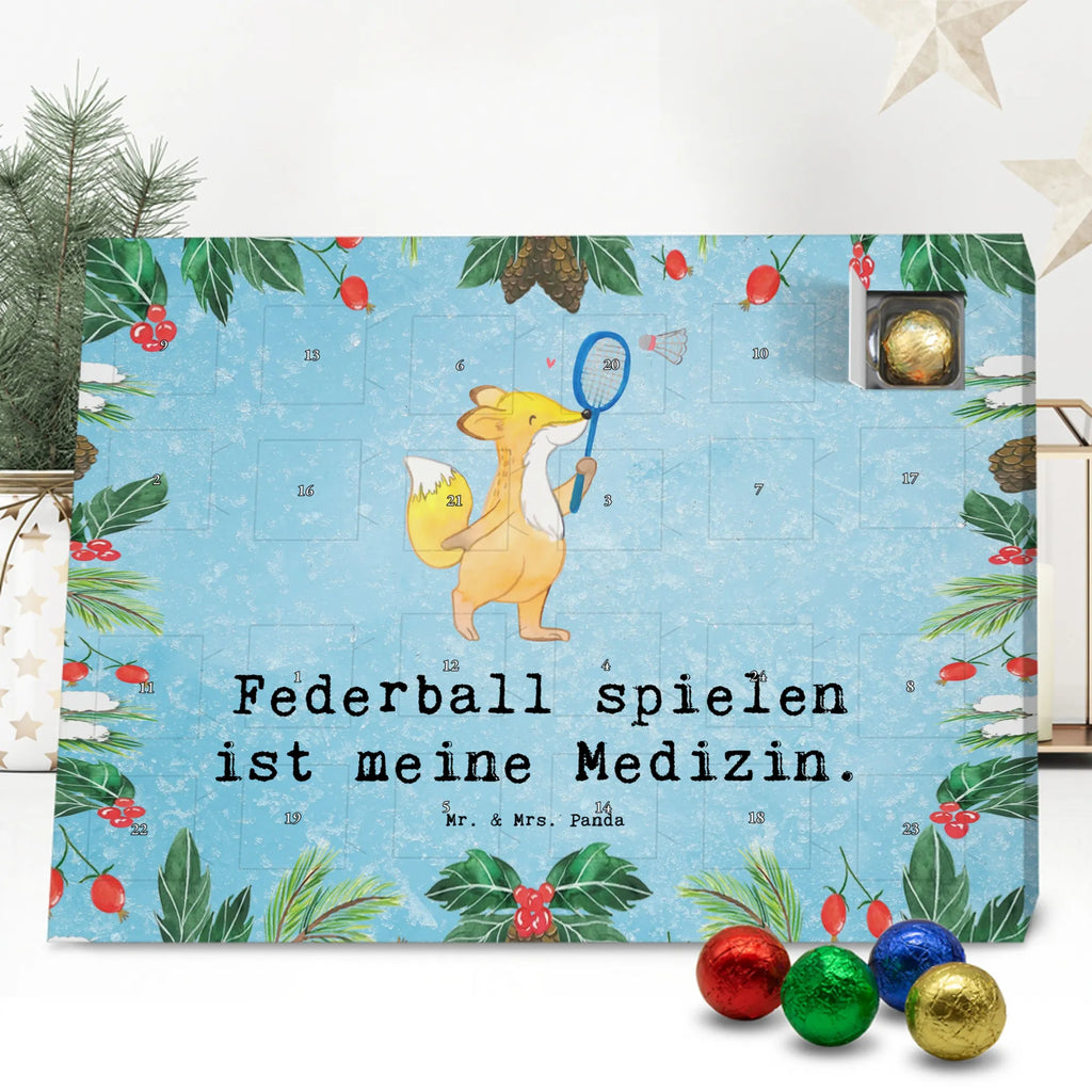Chocolate advent calendar Fox play badminton giving, Gift, thank you, award, profit, athlete, Play shuttlecock