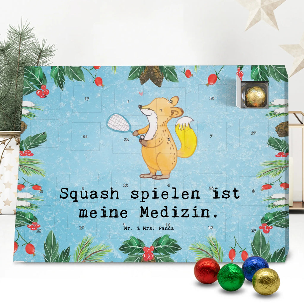 Chocolate advent calendar Fox playing squash giving, Gift, thank you, award, profit, athlete, Playing squash, squash hall, ball sports