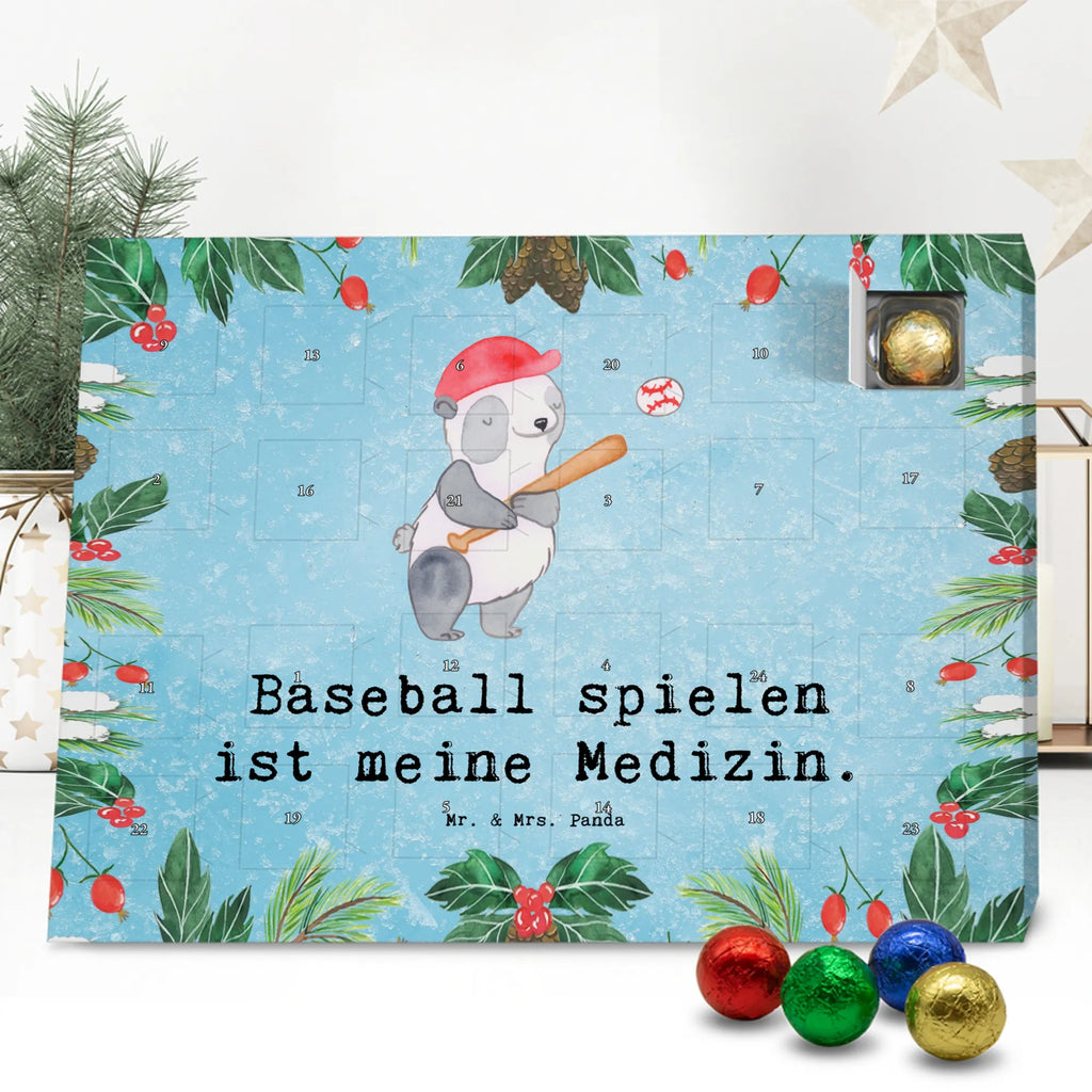 Chocolate advent calendar panda playing baseball giving, Gift, thank you, award, profit, athlete, baseball club, baseball field, play baseball, baseball games, ball sports