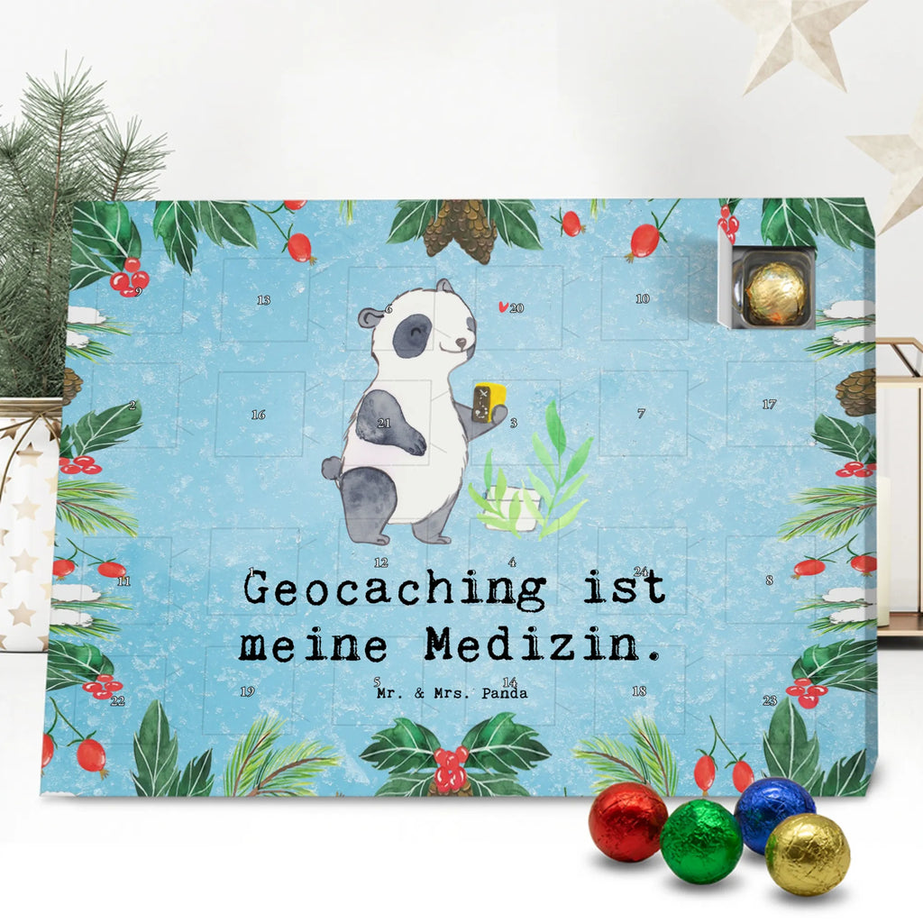 Chocolate advent calendar panda geocaching giving, Gift, thank you, award, profit, athlete, treasure hunts, open caching, GPS scavenger hunts