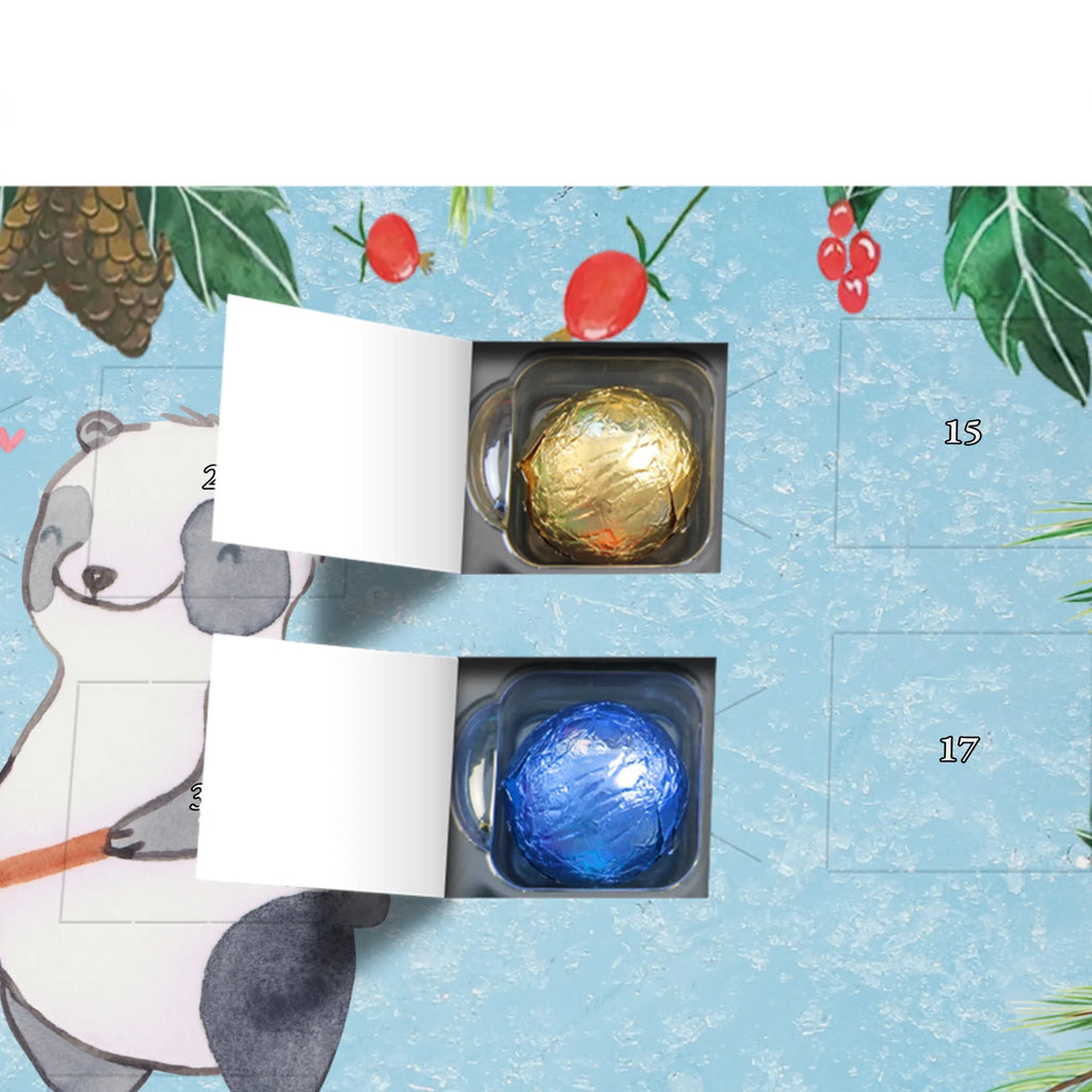 Chocolate advent calendar panda play hockey giving, Gift, thank you, award, profit, athlete, field hockey, Play hockey, hockey club, hockey stick