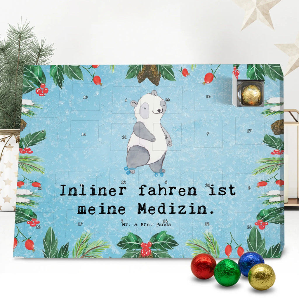 Chocolate advent calendar panda roller blading giving, Gift, thank you, award, profit, athlete, Inline skating, roller skating, roller blading