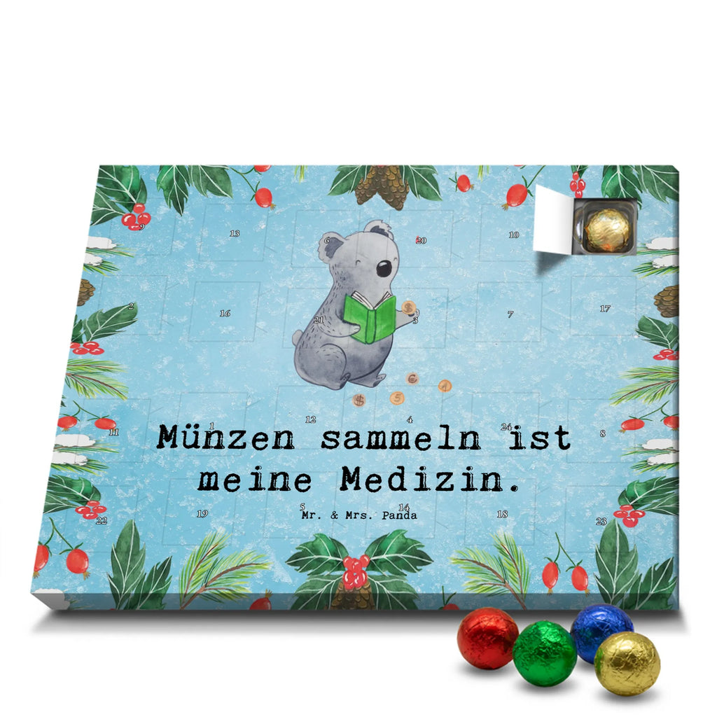 Chocolate advent calendar Koala bear collect coins giving, Gift, thank you, award, profit, athlete, numismatics, Collecting coins, coins from all over the world