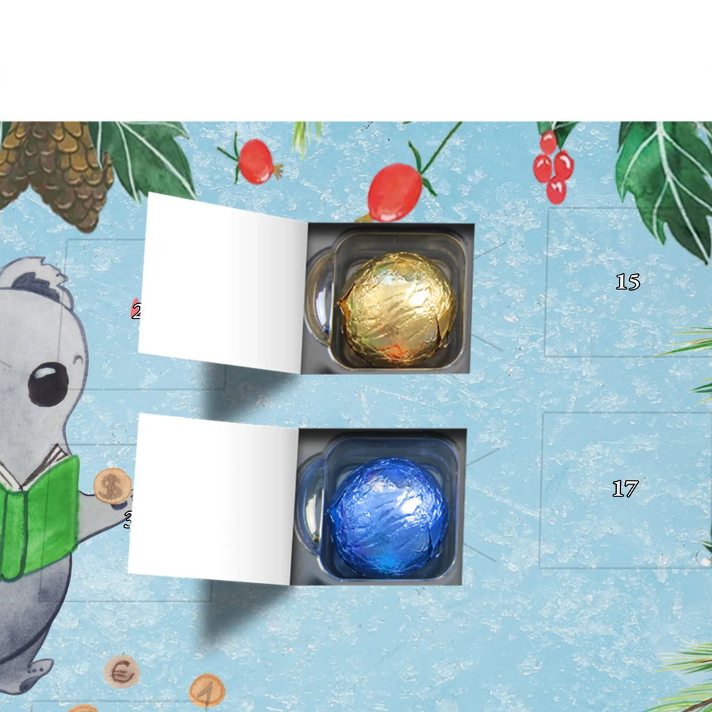 Chocolate advent calendar Koala bear collect coins giving, Gift, thank you, award, profit, athlete, numismatics, Collecting coins, coins from all over the world