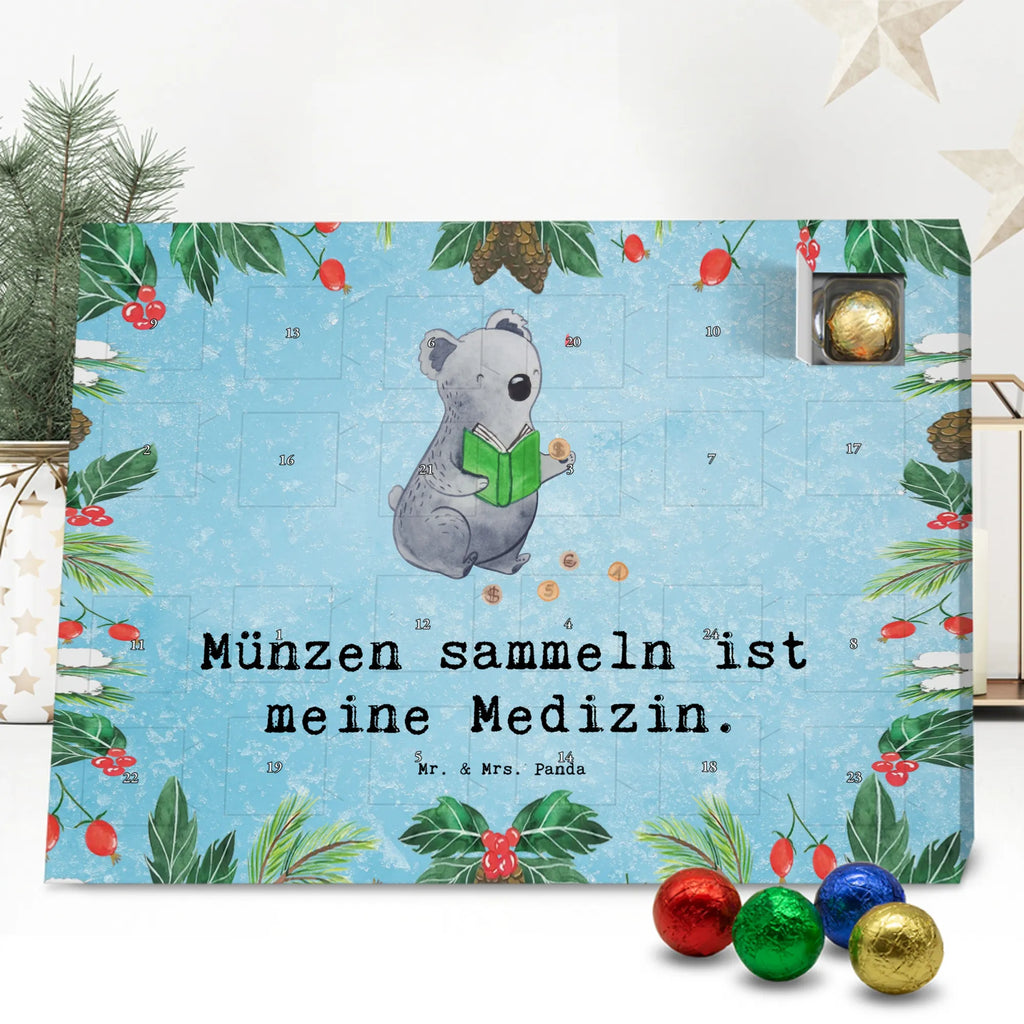 Chocolate advent calendar Koala bear collect coins giving, Gift, thank you, award, profit, athlete, numismatics, Collecting coins, coins from all over the world