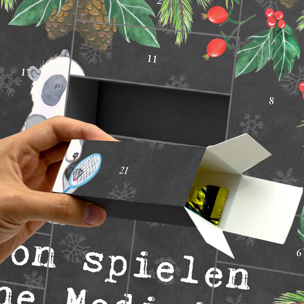 Fillable advent calendar panda badminton Gift, giving, thank you, award, profit, athlete, play badminton