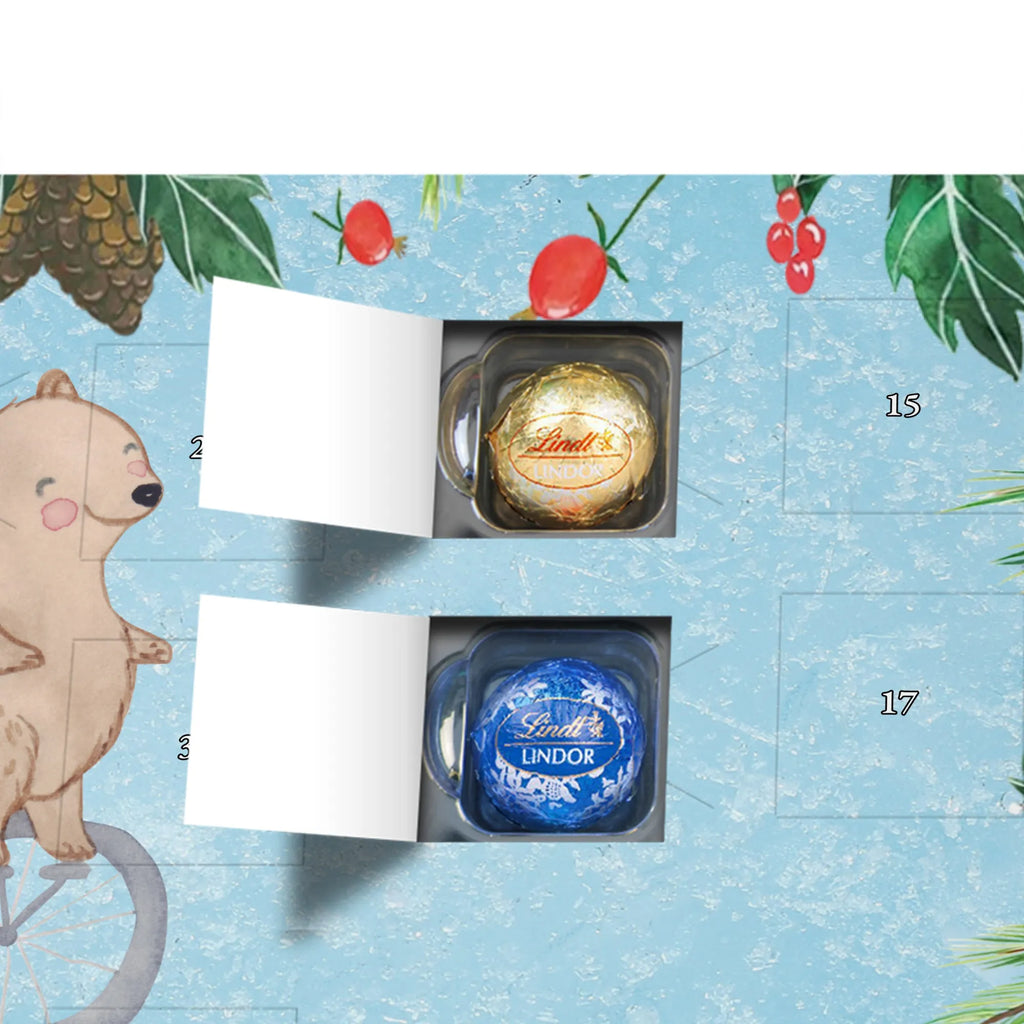 Chocolate advent calendar bear ride a unicycle giving, Gift, thank you, award, profit, athlete, ride a unicycle