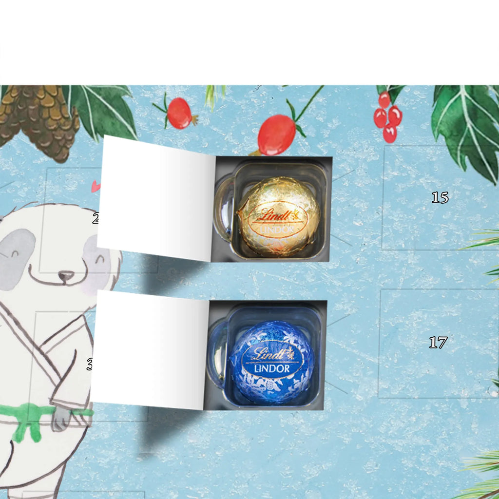 Chocolate advent calendar panda Jiu Jitsu giving, Gift, thank you, award, profit, athlete, self defense, Japanese martial art
