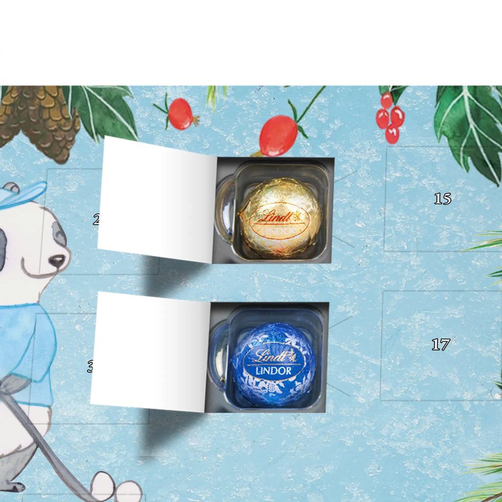 Chocolate advent calendar panda golfing giving, Gift, thank you, award, profit, athlete, golf club, play golf, golf course, golf tournament