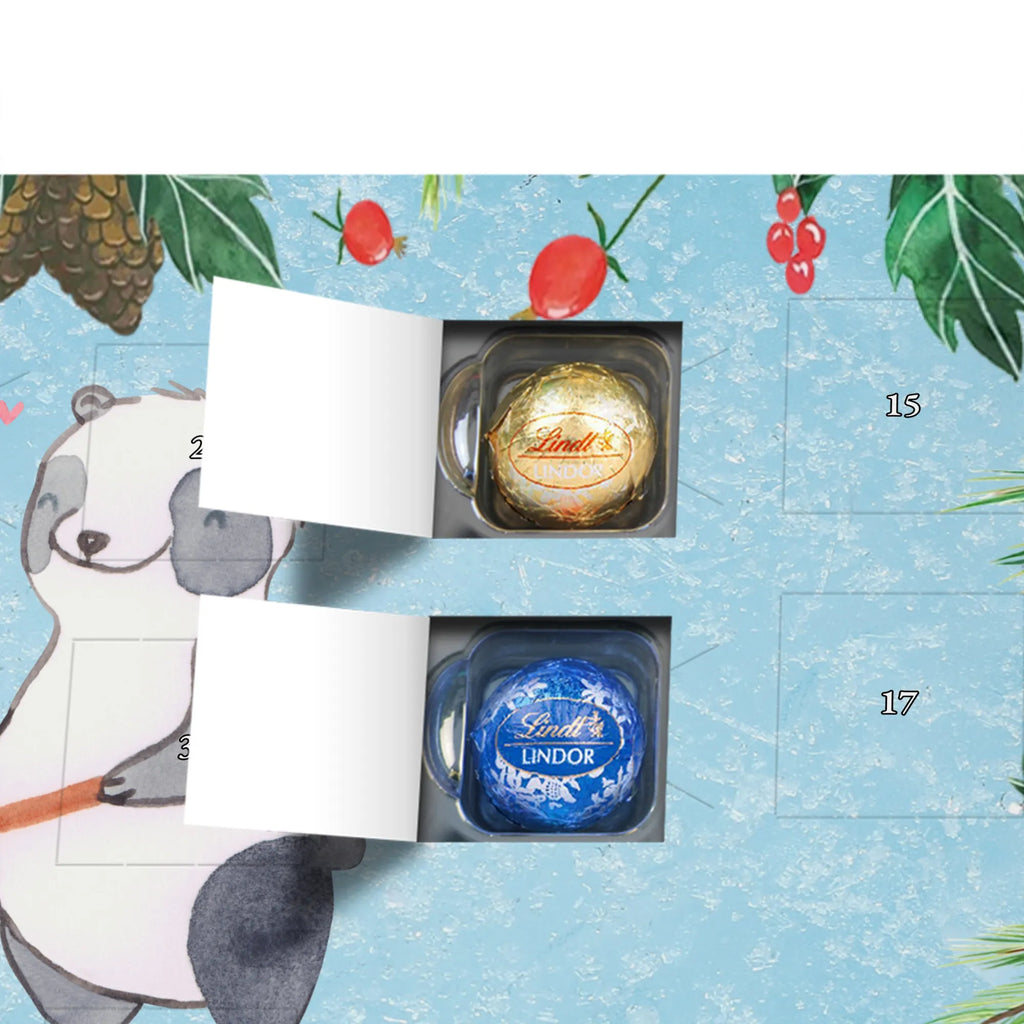 Chocolate advent calendar panda play hockey giving, Gift, thank you, award, profit, athlete, field hockey, Play hockey, hockey club, hockey stick