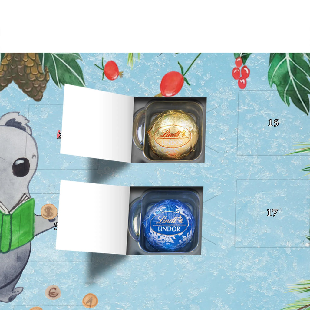 Chocolate advent calendar Koala bear collect coins giving, Gift, thank you, award, profit, athlete, numismatics, Collecting coins, coins from all over the world