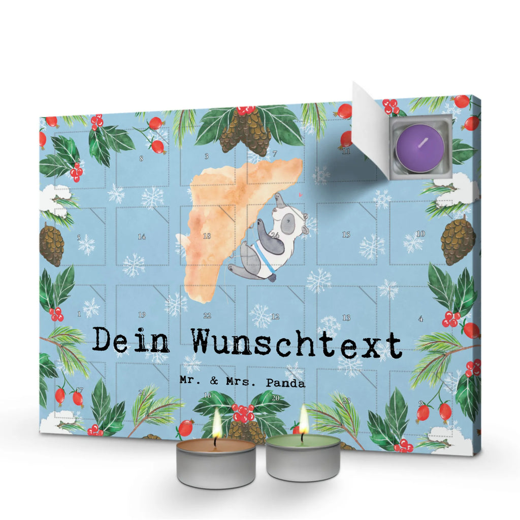 Personalisierter Duftkerzen Adventskalender Panda Klettern Personalisierter Duftkerzen Adventskalender, Geschenk, Schenken, Sport, Sportart, Hobby, Danke, Dankeschön, Auszeichnung, Gewinn, Sportler, Klettersport, Bouldern, Klettern, Kletterhalle