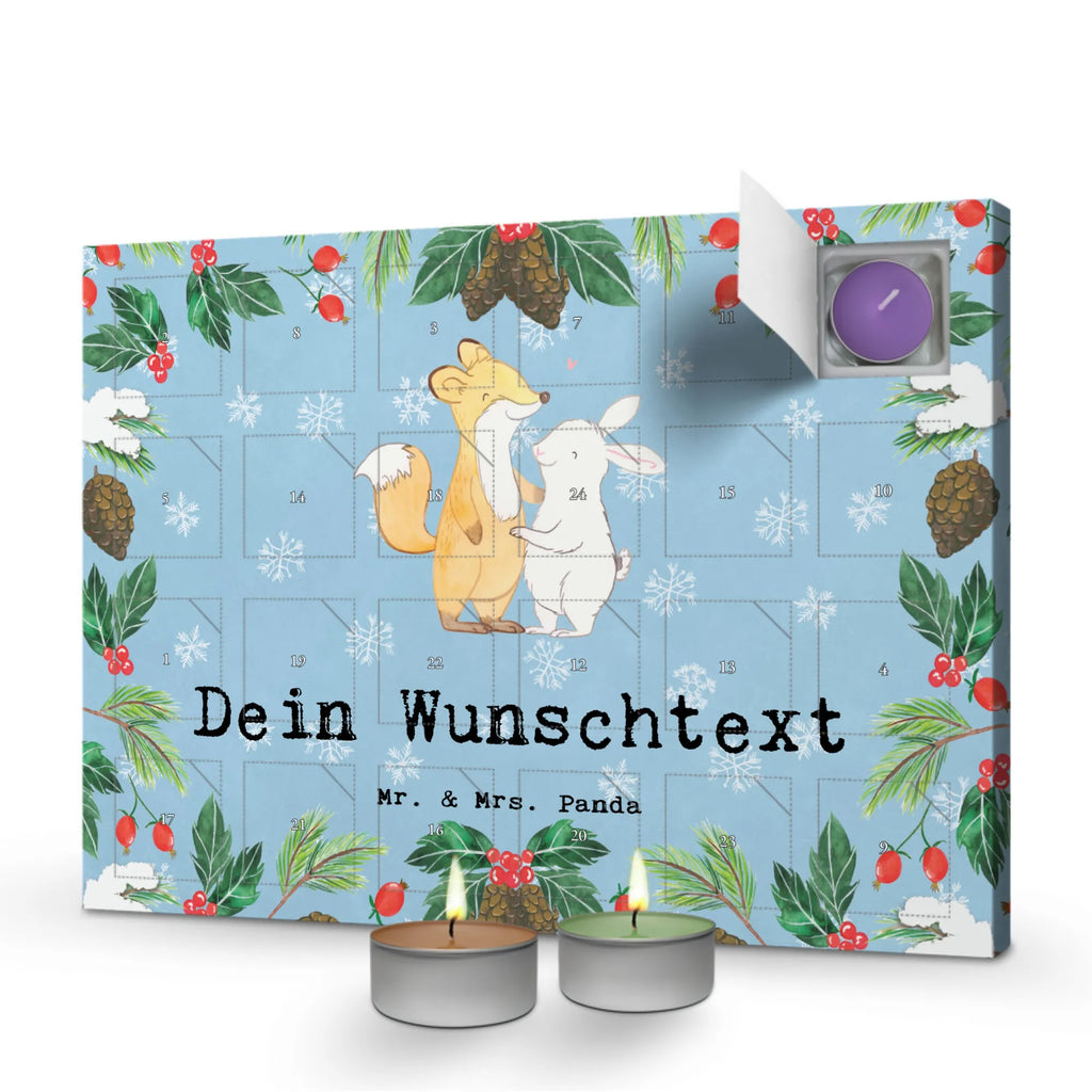  fox rabbit meet friends Personalisierter Duftkerzen Adventskalender, Geschenk, Schenken, Sport, Sportart, Hobby, Danke, Dankeschön, Auszeichnung, Gewinn, Sportler, Freunde Treffen