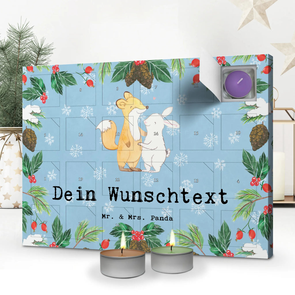  fox rabbit meet friends Personalisierter Duftkerzen Adventskalender, Geschenk, Schenken, Sport, Sportart, Hobby, Danke, Dankeschön, Auszeichnung, Gewinn, Sportler, Freunde Treffen