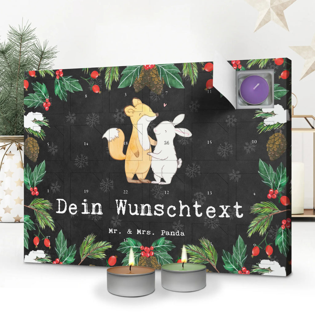  fox rabbit meet friends Personalisierter Duftkerzen Adventskalender, Geschenk, Schenken, Sport, Sportart, Hobby, Danke, Dankeschön, Auszeichnung, Gewinn, Sportler, Freunde Treffen