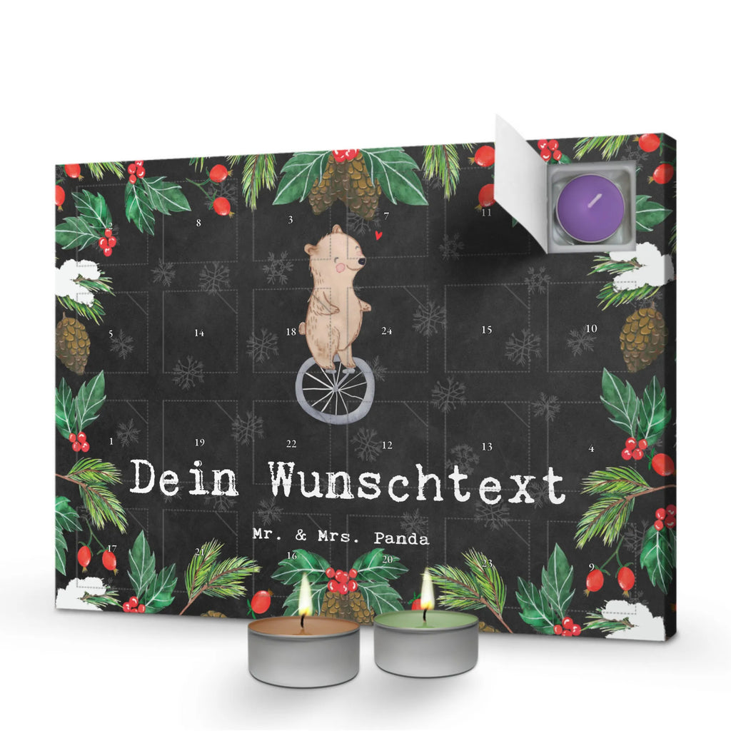  bear ride a unicycle Personalisierter Duftkerzen Adventskalender, Geschenk, Schenken, Sport, Sportart, Hobby, Danke, Dankeschön, Auszeichnung, Gewinn, Sportler, Einrad fahren