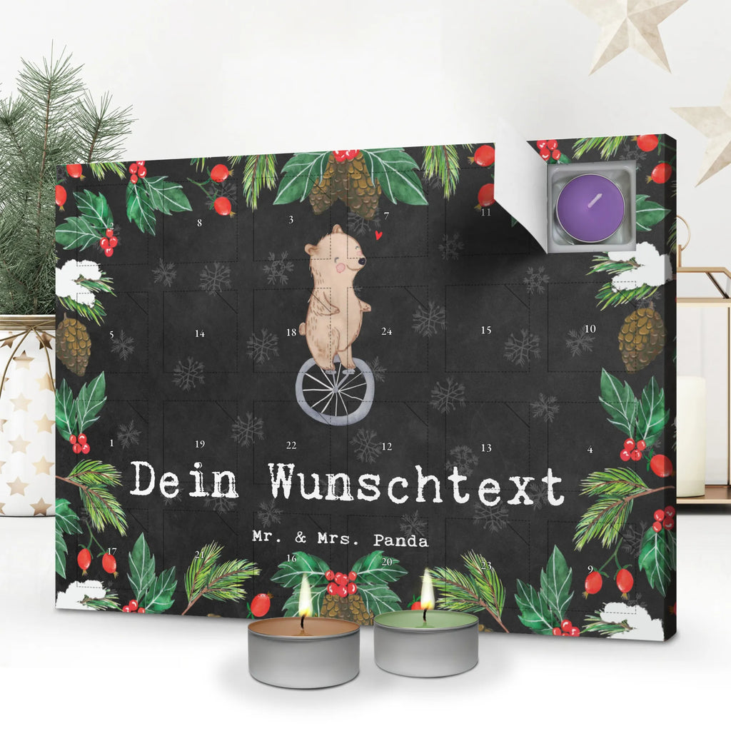  bear ride a unicycle Personalisierter Duftkerzen Adventskalender, Geschenk, Schenken, Sport, Sportart, Hobby, Danke, Dankeschön, Auszeichnung, Gewinn, Sportler, Einrad fahren