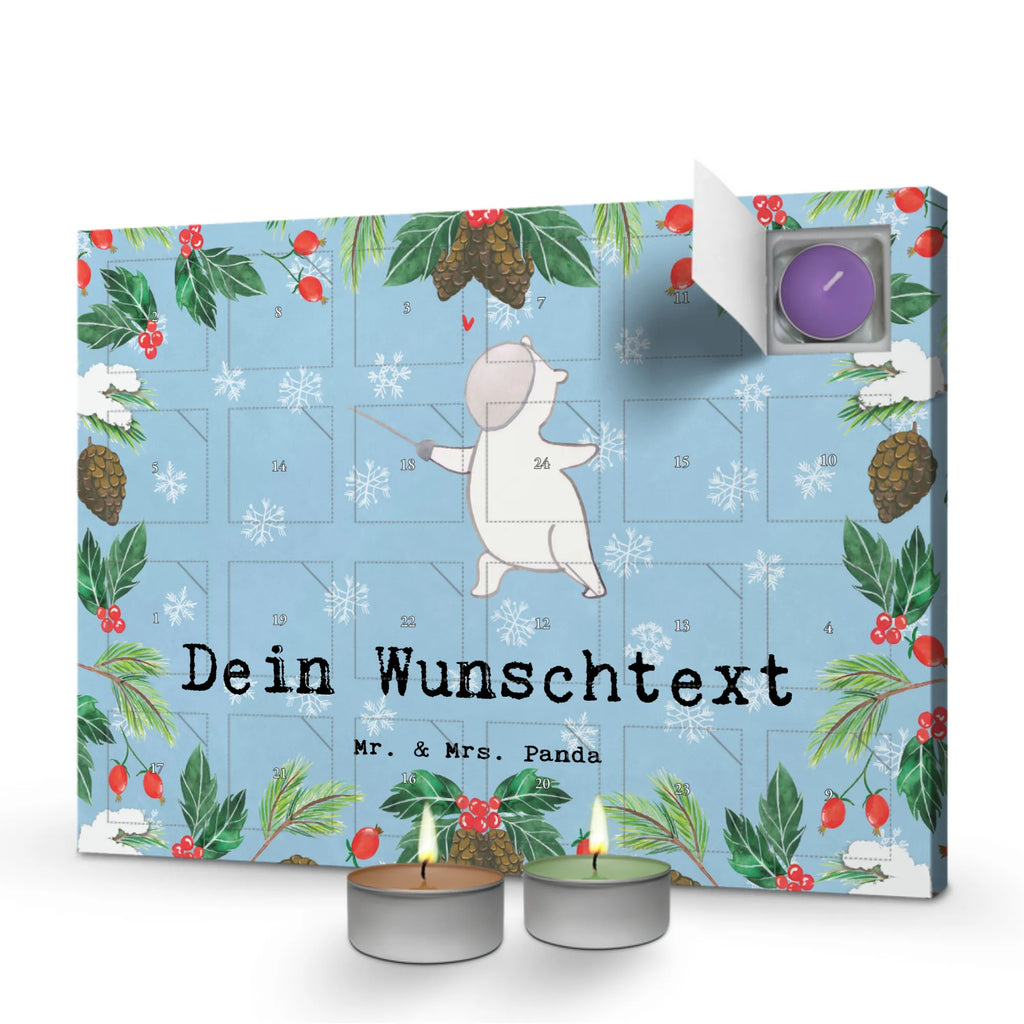 Personalisierter Duftkerzen Adventskalender Panda Fechten Personalisierter Duftkerzen Adventskalender, Geschenk, Schenken, Sport, Sportart, Hobby, Danke, Dankeschön, Auszeichnung, Gewinn, Sportler, Fecht Club, Fechten, Fecht Verein, Fechter Bund