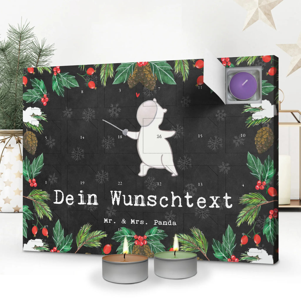 Personalisierter Duftkerzen Adventskalender Panda Fechten Personalisierter Duftkerzen Adventskalender, Geschenk, Schenken, Sport, Sportart, Hobby, Danke, Dankeschön, Auszeichnung, Gewinn, Sportler, Fecht Club, Fechten, Fecht Verein, Fechter Bund