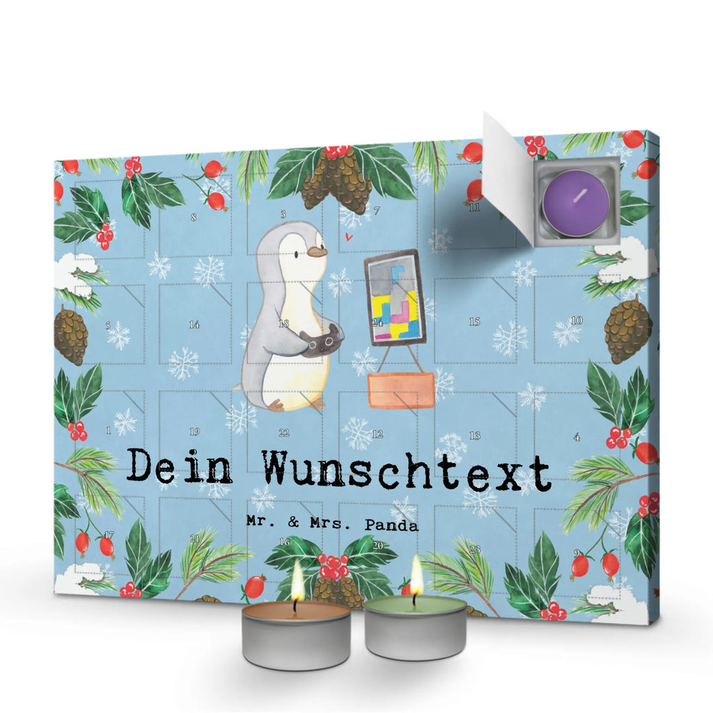 Personalisierter Duftkerzen Adventskalender Pinguin Zocken Personalisierter Duftkerzen Adventskalender, Geschenk, Schenken, Sport, Sportart, Hobby, Danke, Dankeschön, Auszeichnung, Gewinn, Sportler, Zocken, Gaming, Videogames, Videospiele