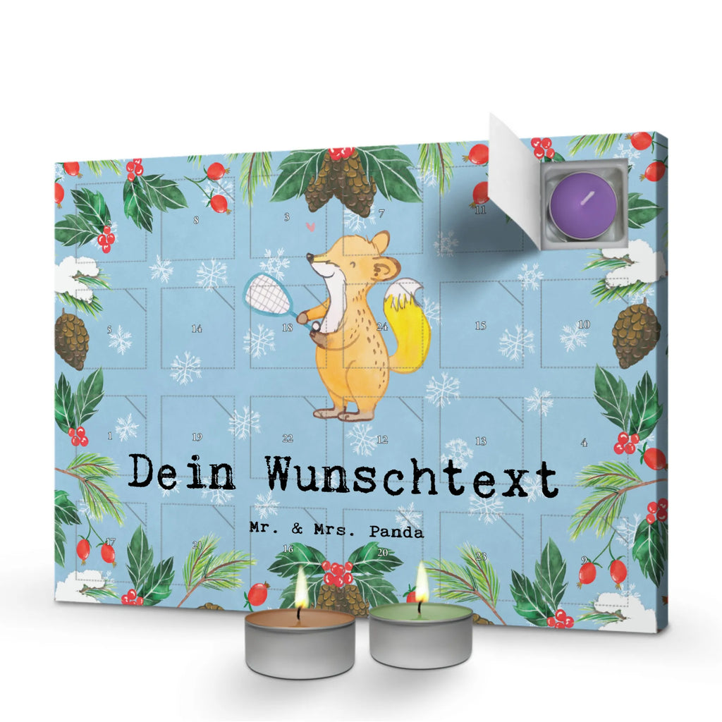  Fox playing squash Personalisierter Duftkerzen Adventskalender, Geschenk, Schenken, Sport, Sportart, Hobby, Danke, Dankeschön, Auszeichnung, Gewinn, Sportler, Ballsport, Squashhalle, Squash spielen