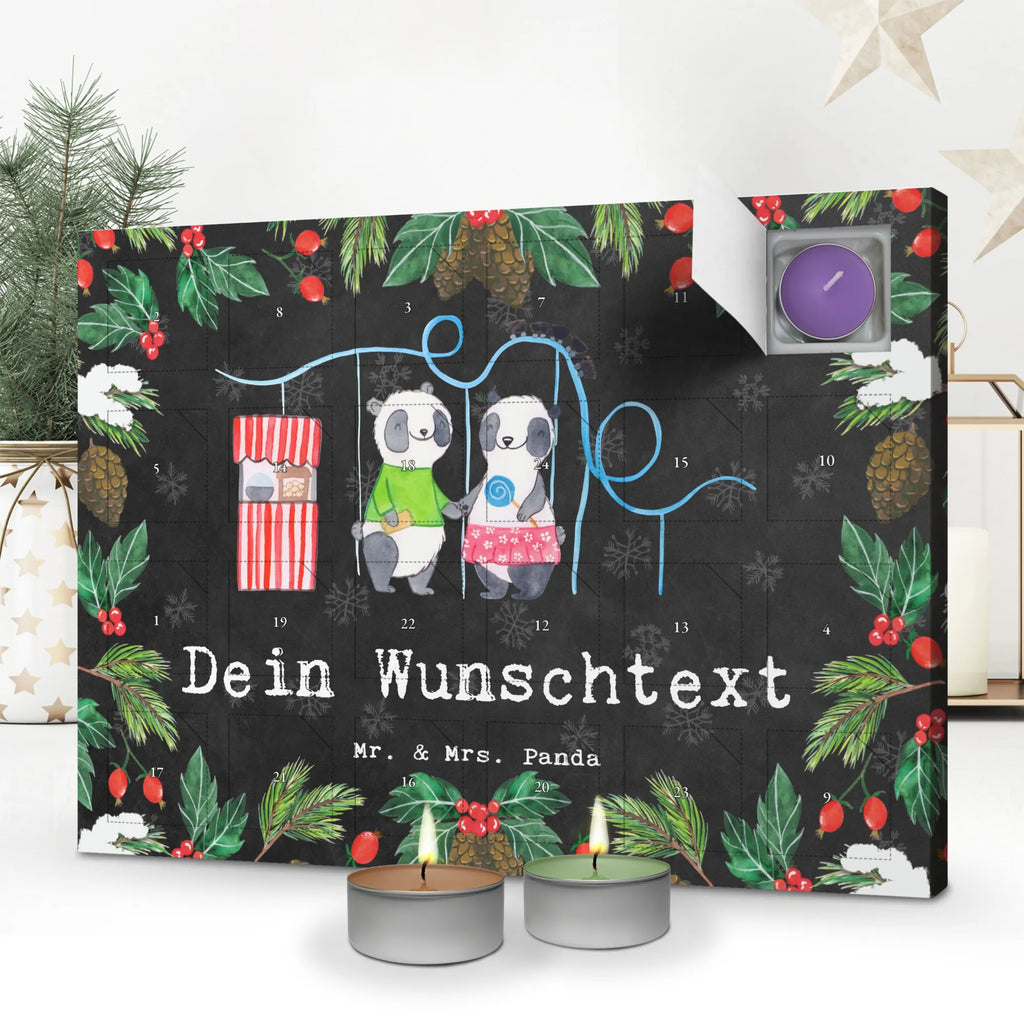  pandas visit amusement park Personalisierter Duftkerzen Adventskalender, Geschenk, Schenken, Sport, Sportart, Hobby, Danke, Dankeschön, Auszeichnung, Gewinn, Sportler, Freizeitpark Besuchen, Achterbahn fahren