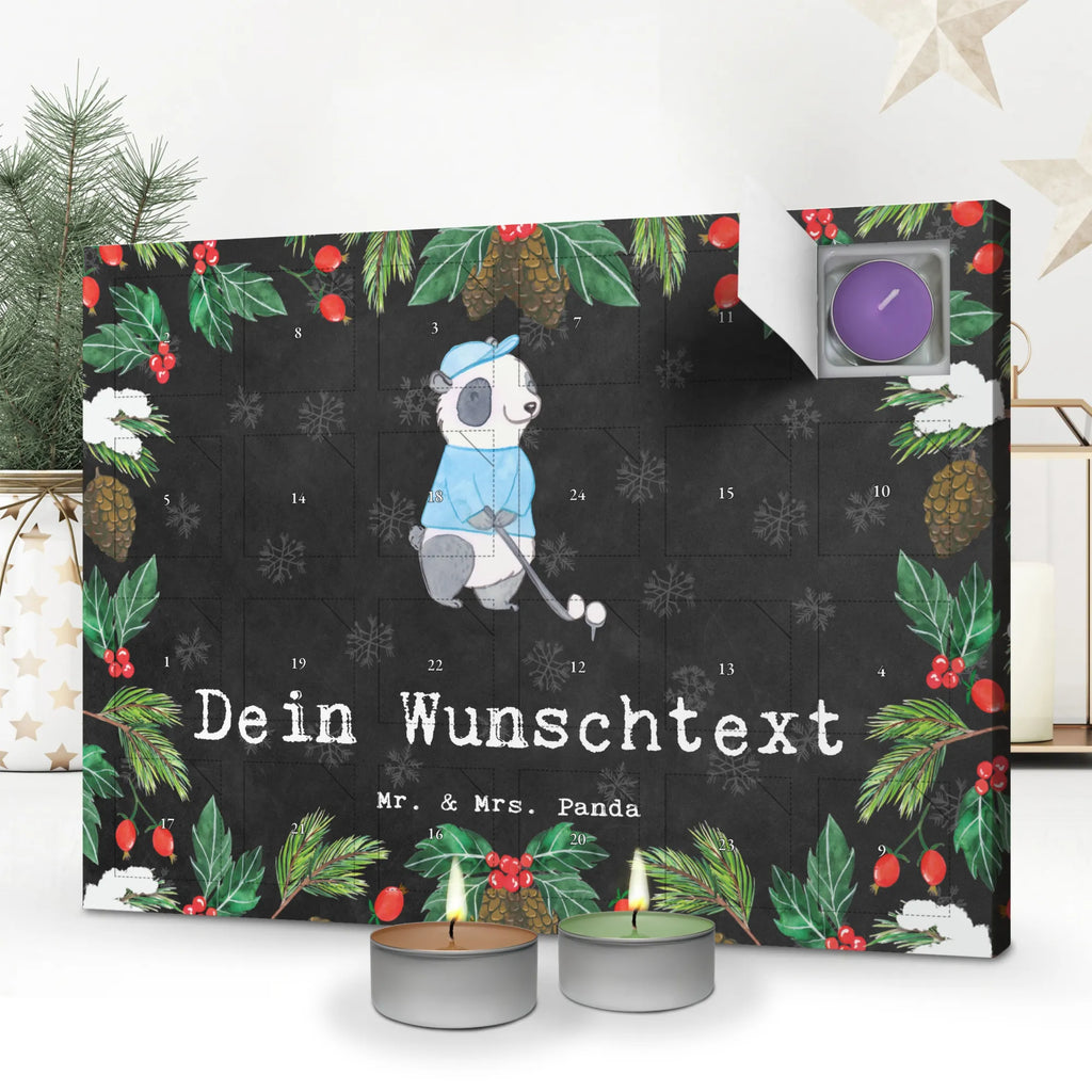  Panda gra w golfa Personalisierter Duftkerzen Adventskalender, Geschenk, Schenken, Sport, Sportart, Hobby, Danke, Dankeschön, Auszeichnung, Gewinn, Sportler, Golf Verein, Golfplatz, Golf spielen, Golfen, Golfturnier