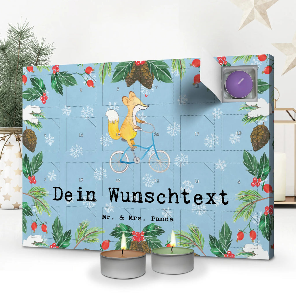 Fox cycle Personalisierter Duftkerzen Adventskalender, Geschenk, Schenken, Sport, Sportart, Hobby, Danke, Dankeschön, Auszeichnung, Gewinn, Sportler, Radeln, Mountainbiking, Trekking, Fahrrad fahren, Radsport