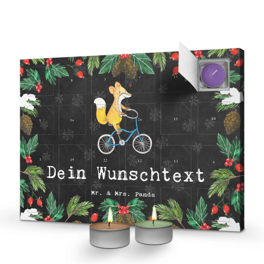  Fox cycle Personalisierter Duftkerzen Adventskalender, Geschenk, Schenken, Sport, Sportart, Hobby, Danke, Dankeschön, Auszeichnung, Gewinn, Sportler, Radeln, Mountainbiking, Trekking, Fahrrad fahren, Radsport