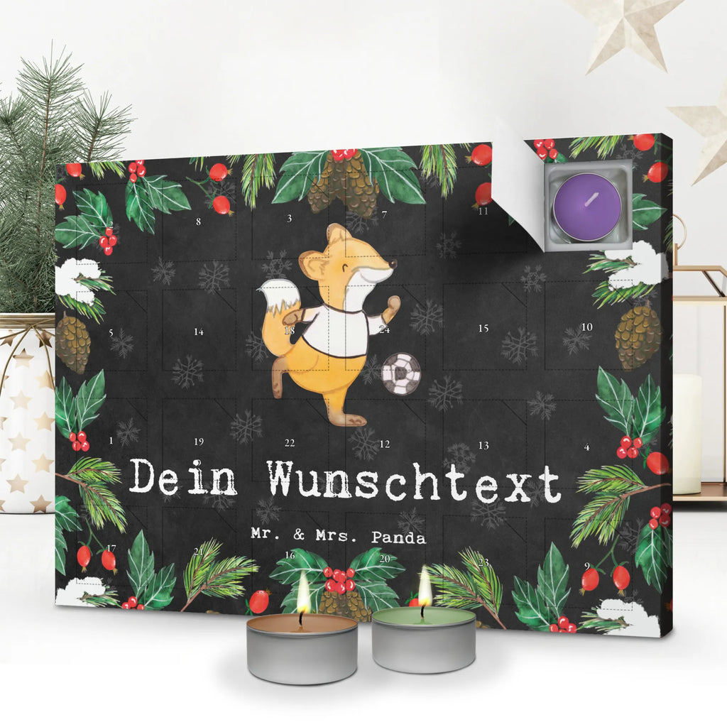  Fox play soccer Personalisierter Duftkerzen Adventskalender, Geschenk, Schenken, Sport, Sportart, Hobby, Danke, Dankeschön, Auszeichnung, Gewinn, Sportler, Bolzplatz, Fußballerin, Soccer, Fußball, Fußballer, Bolzen