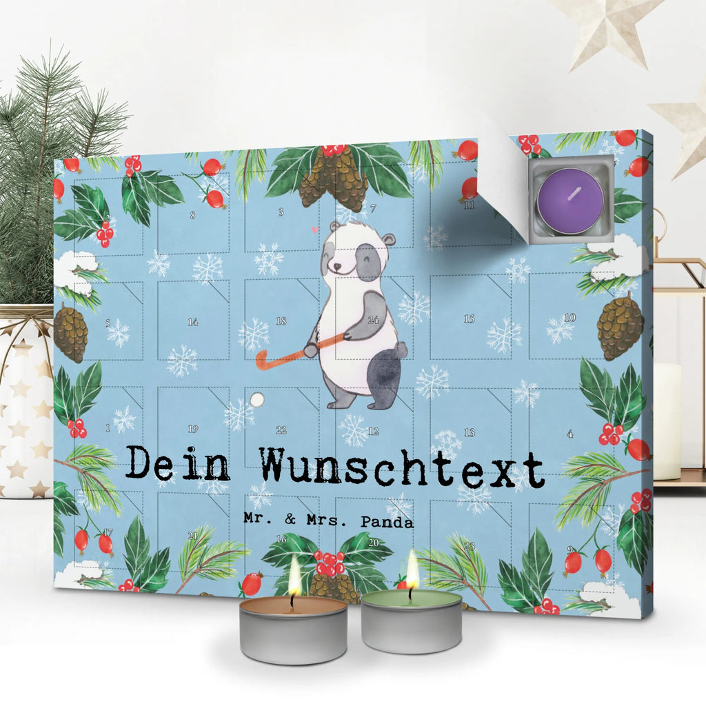  panda play hockey Personalisierter Duftkerzen Adventskalender, Geschenk, Schenken, Sport, Sportart, Hobby, Danke, Dankeschön, Auszeichnung, Gewinn, Sportler, Hockeyschläger, Hockey spielen, Hockey Verein, Feldhockey