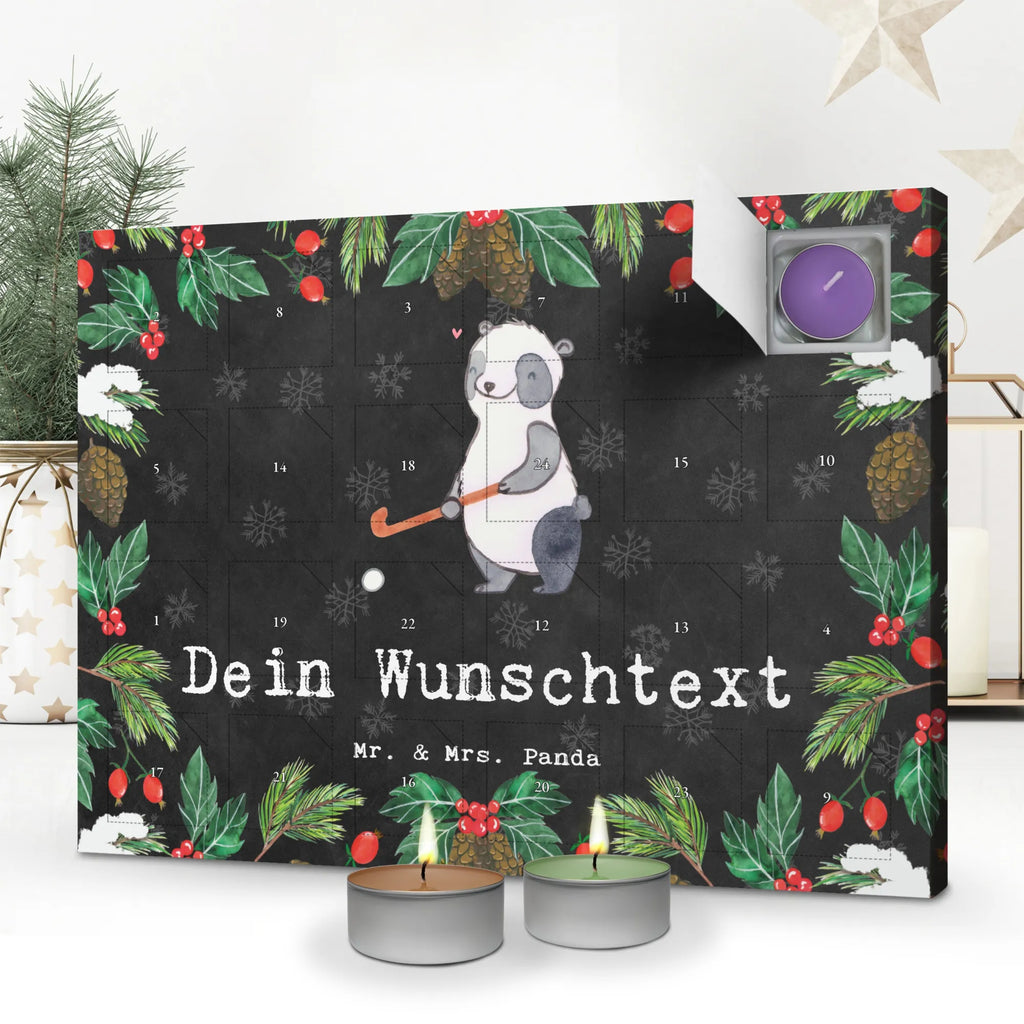  panda play hockey Personalisierter Duftkerzen Adventskalender, Geschenk, Schenken, Sport, Sportart, Hobby, Danke, Dankeschön, Auszeichnung, Gewinn, Sportler, Hockeyschläger, Hockey spielen, Hockey Verein, Feldhockey