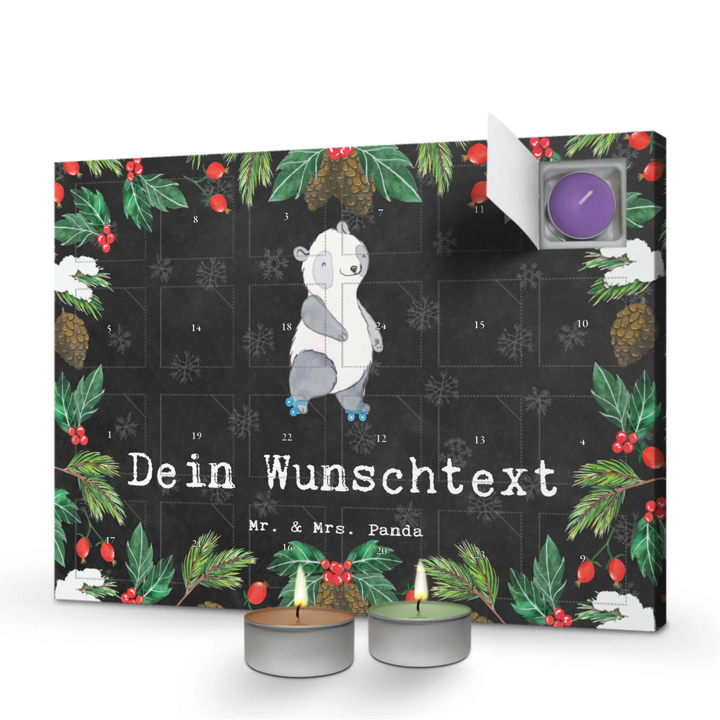 Personalisierter Duftkerzen Adventskalender Panda Inliner fahren Personalisierter Duftkerzen Adventskalender, Geschenk, Schenken, Sport, Sportart, Hobby, Danke, Dankeschön, Auszeichnung, Gewinn, Sportler, Rollschuh fahren, Inliner fahren, Inlinern