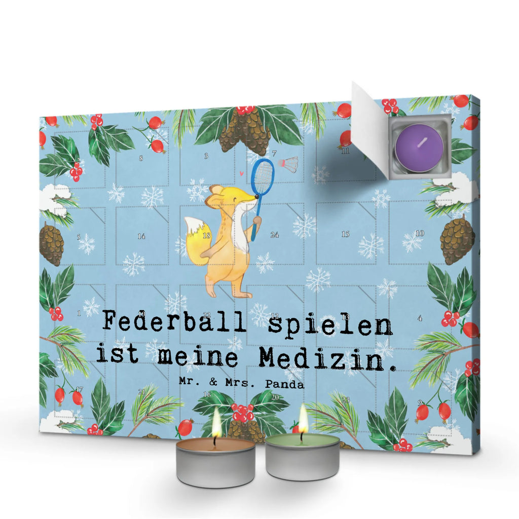 Scented candle advent calendar Fox play badminton Gift, sport, hobby, giving, thank you, award, profit, athlete, badminton, Play shuttlecock