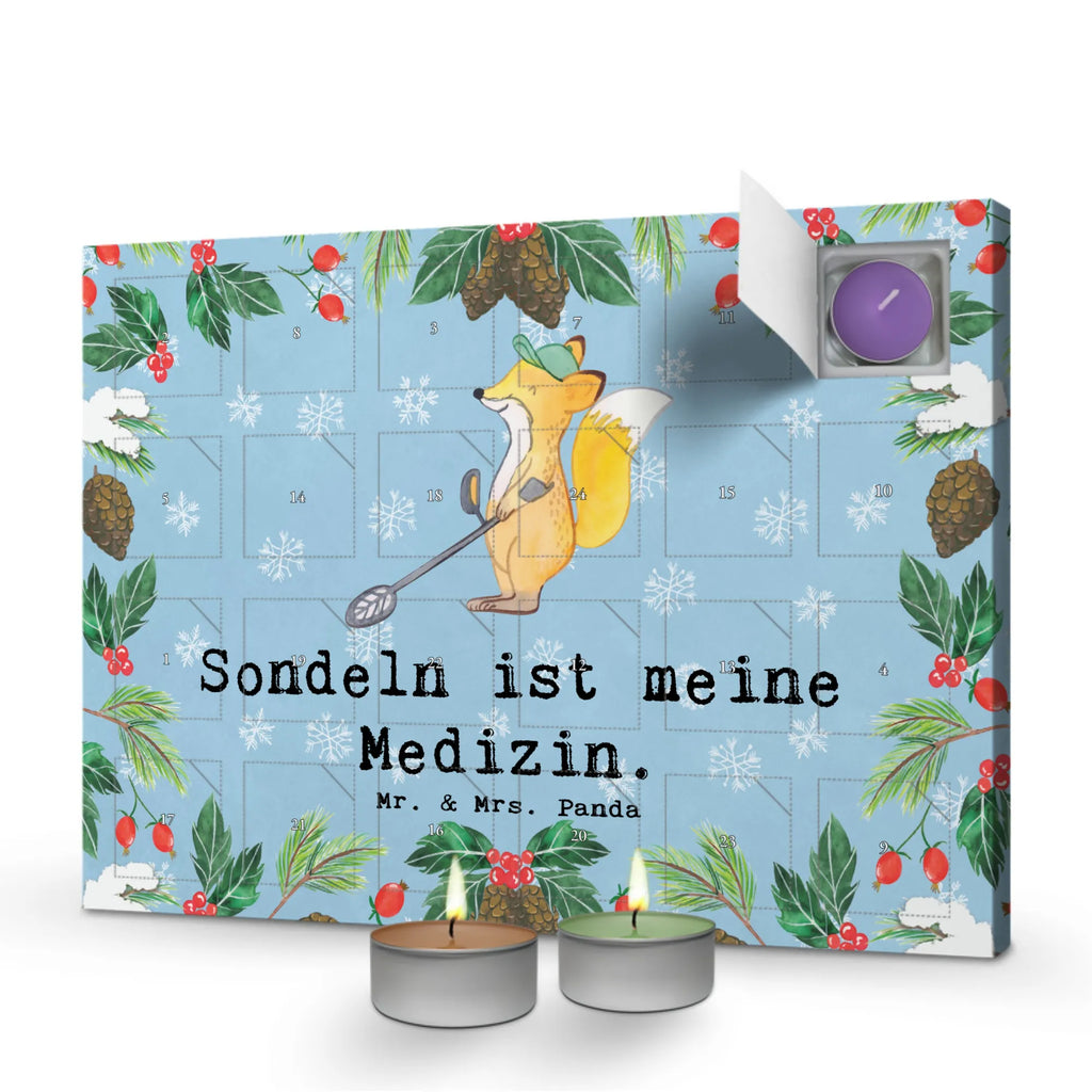 Scented candle advent calendar Fox metal detector Gift, sport, hobby, giving, thank you, award, profit, athlete, Metal detector, look for coins, probe walker, probe, treasure hunt