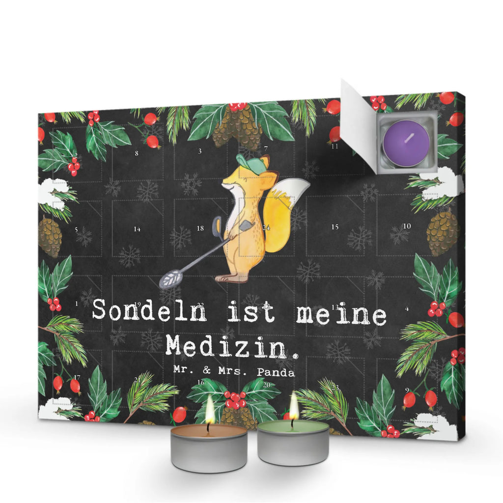 Scented candle advent calendar Fox metal detector Gift, sport, hobby, giving, thank you, award, profit, athlete, Metal detector, look for coins, probe walker, probe, treasure hunt