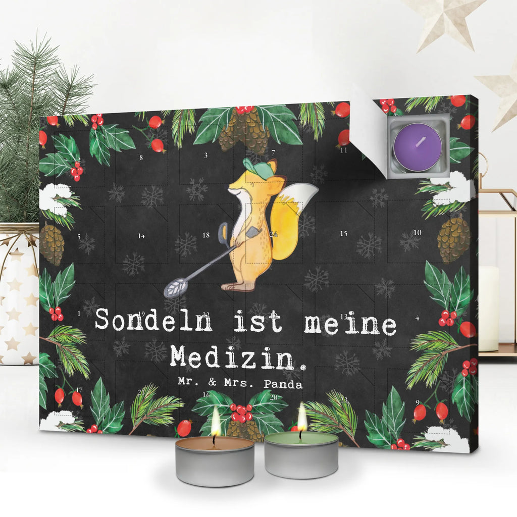 Scented candle advent calendar Fox metal detector Gift, sport, hobby, giving, thank you, award, profit, athlete, Metal detector, look for coins, probe walker, probe, treasure hunt