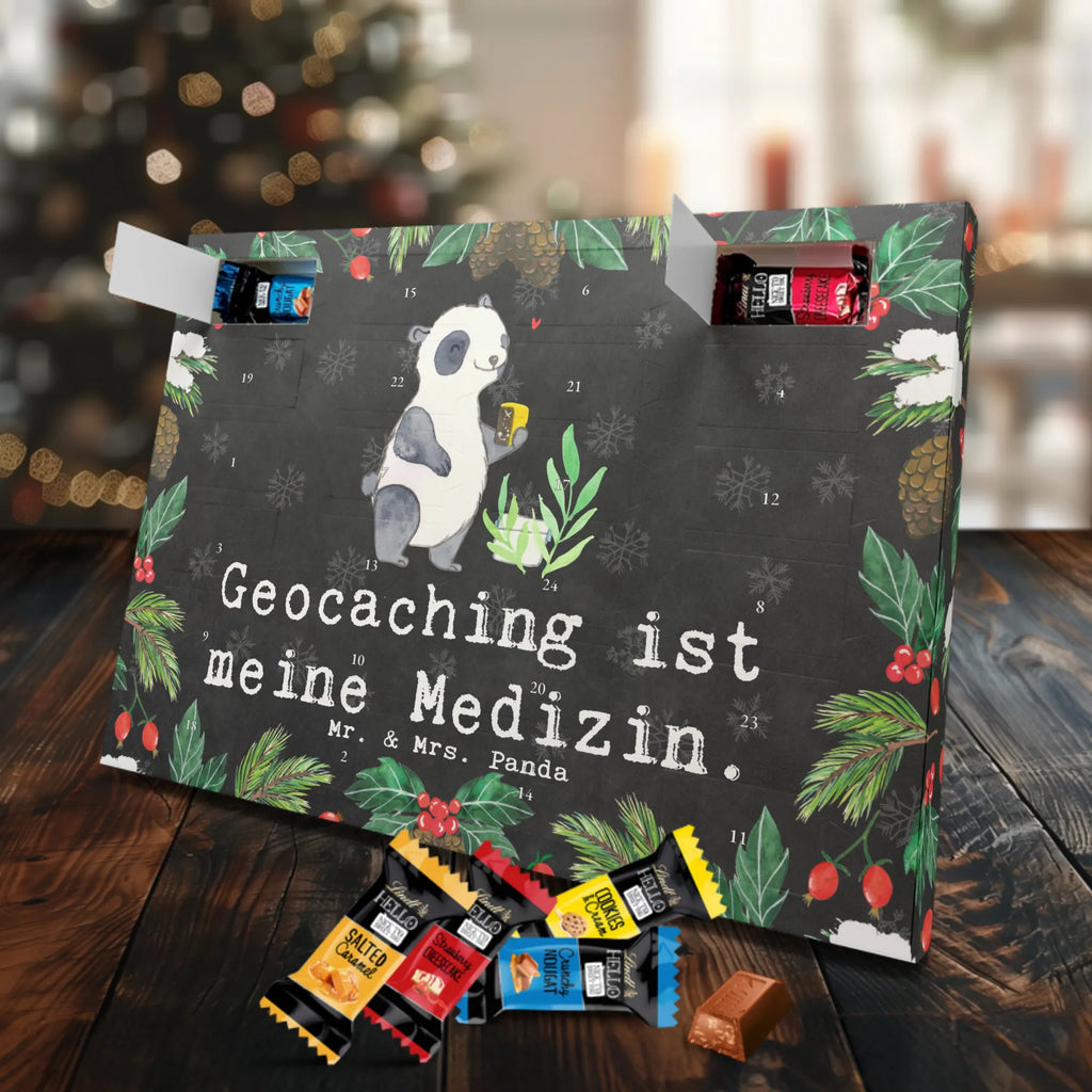 Chocolate advent calendar panda geocaching giving, Gift, thank you, award, profit, athlete, treasure hunts, open caching, GPS scavenger hunts