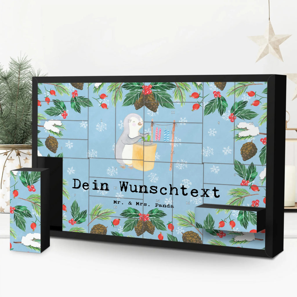 Personalisierter Befüllbarer Adventskalender Pinguin Kerzenziehen Adventskalender Zum Selbst Befüllen, Befüllbarer Adventskalender, Geschenk, Schenken, Sport, Sportart, Hobby, Danke, Dankeschön, Auszeichnung, Gewinn, Sportler, Deko Basteln, Kerzenziehen, Kerzen Ziehen. DIY