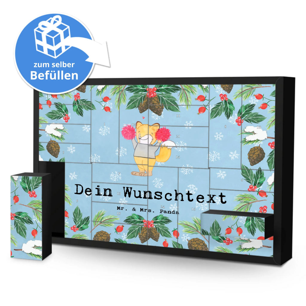 Personalisierter Befüllbarer Adventskalender Fuchs Cheerleader Adventskalender Zum Selbst Befüllen, Befüllbarer Adventskalender, Geschenk, Schenken, Sport, Sportart, Hobby, Danke, Dankeschön, Auszeichnung, Gewinn, Sportler, Cheerleader, Turniere, Turn Club, Cheerleading, Turnen