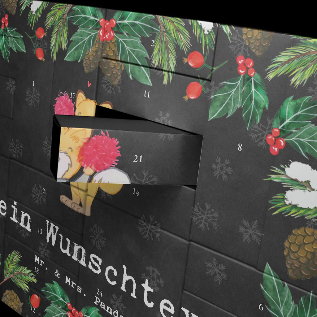 Personalisierter Befüllbarer Adventskalender Fuchs Cheerleader Adventskalender Zum Selbst Befüllen, Befüllbarer Adventskalender, Geschenk, Schenken, Sport, Sportart, Hobby, Danke, Dankeschön, Auszeichnung, Gewinn, Sportler, Cheerleader, Turniere, Turn Club, Cheerleading, Turnen