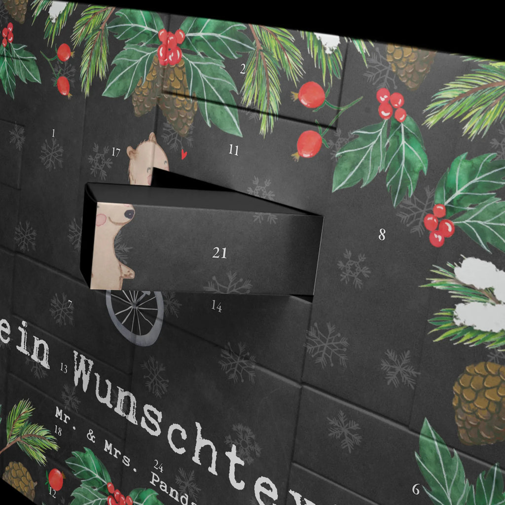 Personalisierter Befüllbarer Adventskalender Bär Einrad fahren Adventskalender Zum Selbst Befüllen, Befüllbarer Adventskalender, Geschenk, Schenken, Sport, Sportart, Hobby, Danke, Dankeschön, Auszeichnung, Gewinn, Sportler, Einrad fahren