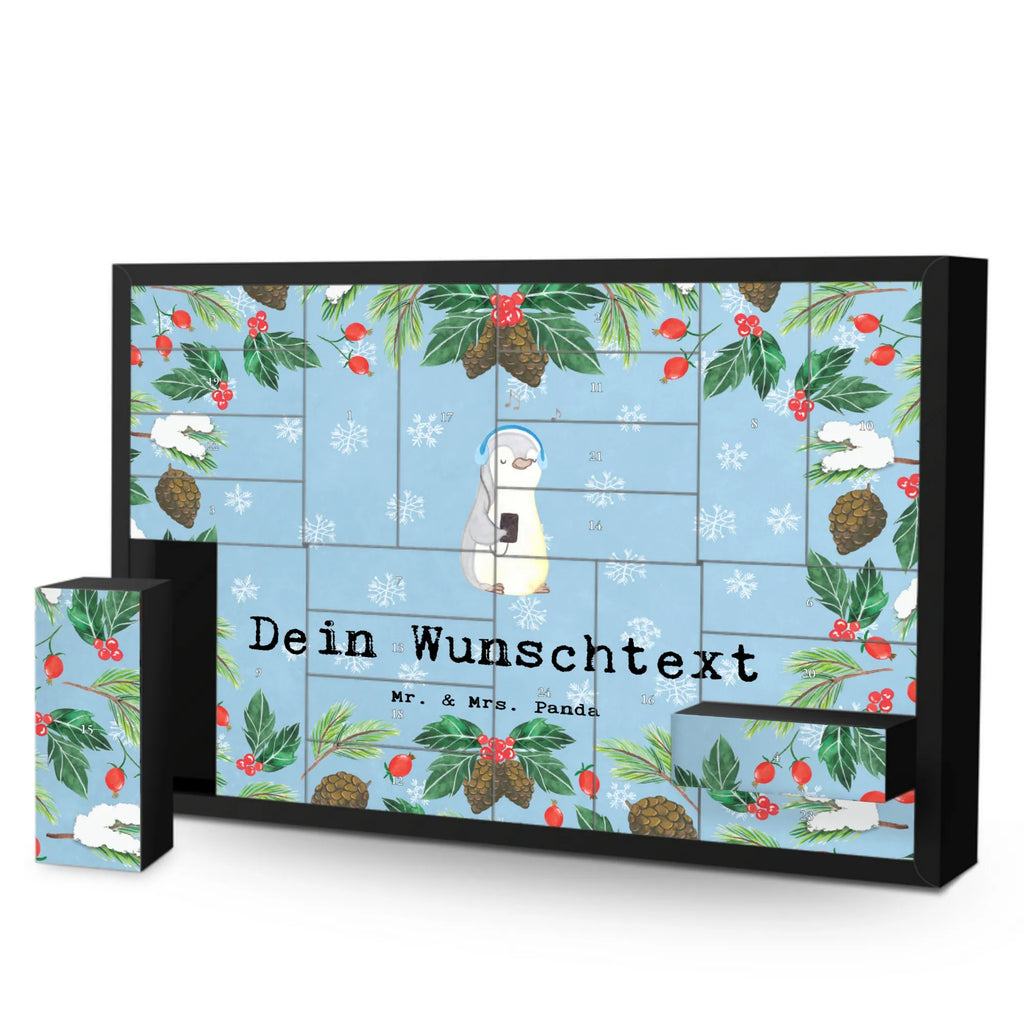 Personalisierter Befüllbarer Adventskalender Pinguin Musik hören Befüllbarer Adventskalender, Adventskalender Zum Selbst Befüllen, Geschenk, Schenken, Sport, Sportart, Hobby, Danke, Dankeschön, Auszeichnung, Gewinn, Sportler, Lieblingssong, Musik hören