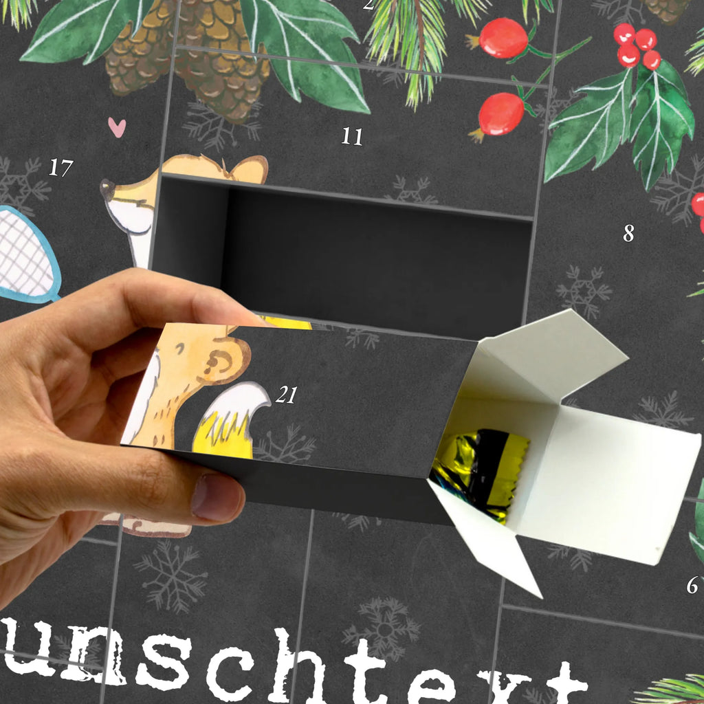  Fox playing squash Befüllbarer Adventskalender, Adventskalender Zum Selbst Befüllen, Geschenk, Schenken, Sport, Sportart, Hobby, Danke, Dankeschön, Auszeichnung, Gewinn, Sportler, Squashhalle, Squash spielen, Ballsport