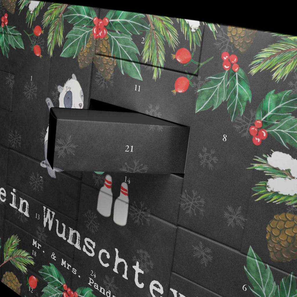 Personalisierter Befüllbarer Adventskalender Panda Bowling Adventskalender Zum Selbst Befüllen, Befüllbarer Adventskalender, Geschenk, Schenken, Sport, Sportart, Hobby, Danke, Dankeschön, Auszeichnung, Gewinn, Sportler, Bowling Center, Bowlen gehen, Bowling
