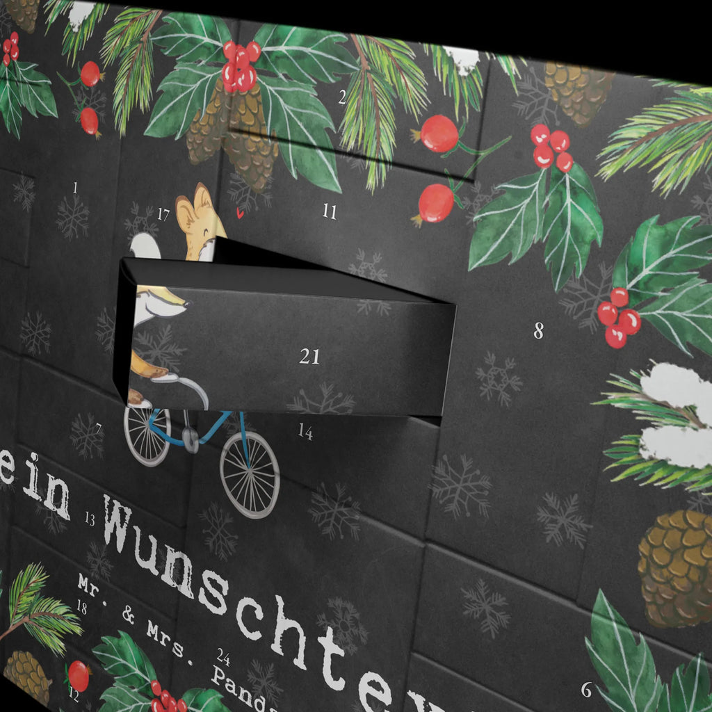 Personalisierter Befüllbarer Adventskalender Fuchs Fahrrad fahren Adventskalender Zum Selbst Befüllen, Befüllbarer Adventskalender, Geschenk, Schenken, Sport, Sportart, Hobby, Danke, Dankeschön, Auszeichnung, Gewinn, Sportler, Mountainbiking, Radeln, Fahrrad fahren, Radsport, Trekking